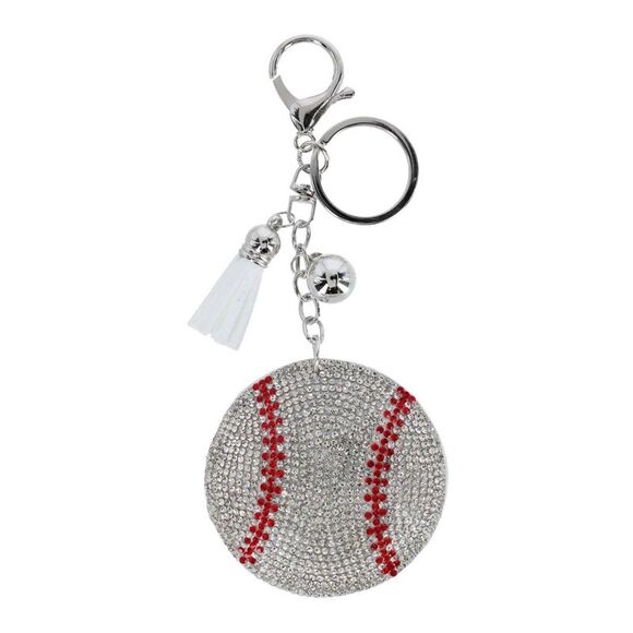 CTM Women's Glittering Baseball Sports Bag Charm - Picture 1 of 4